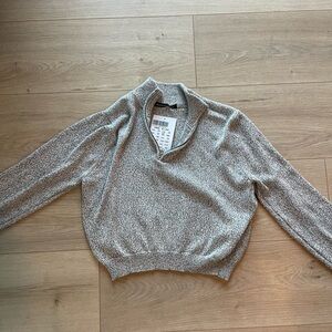 NWT: Brandy Melville RARE-Quarter Zip Grey Sweater